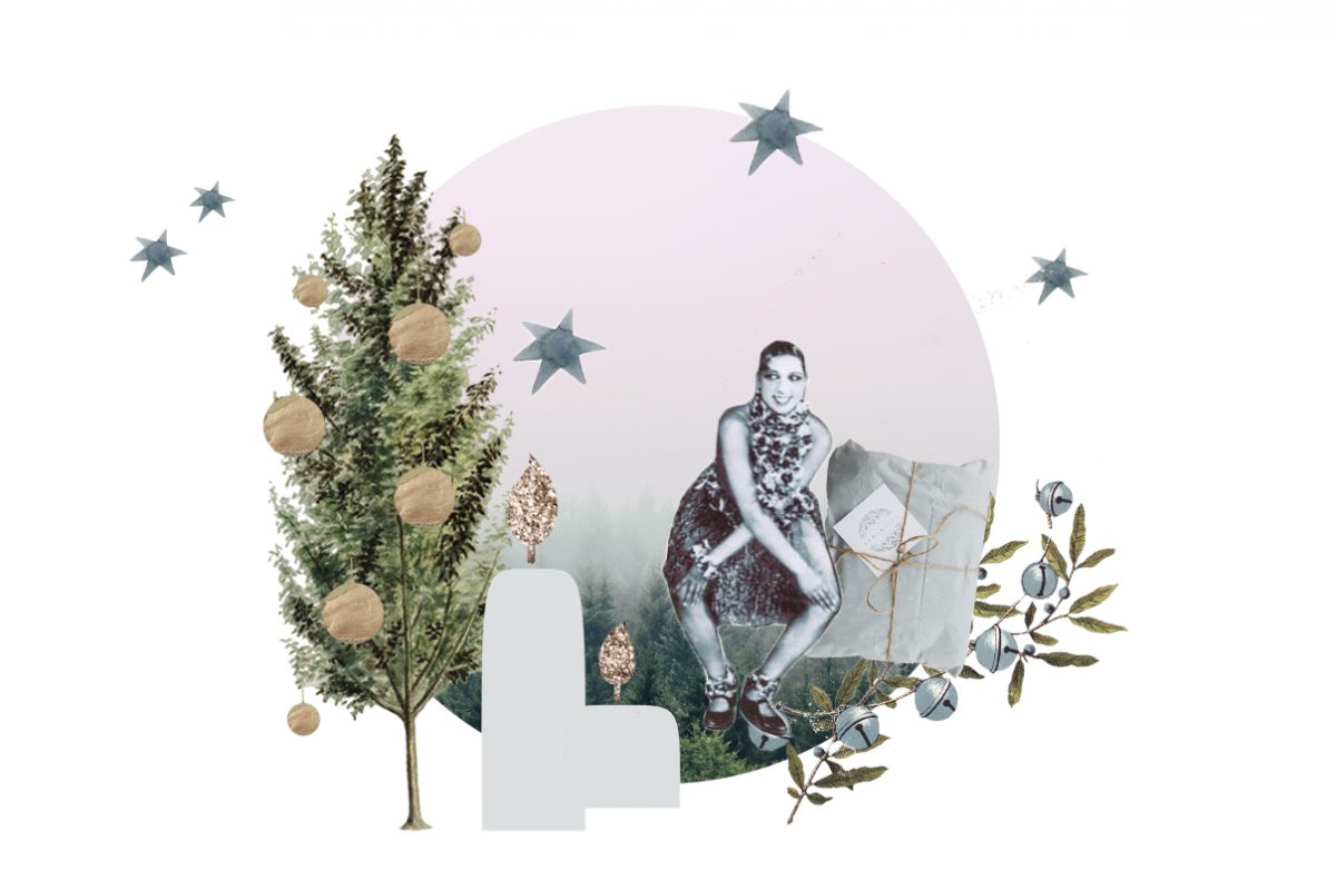 Eine Collage zeigt eine weihnachtliche Stimmung für klimafreundliche und gemütliche Weihnachtsfeiertage
